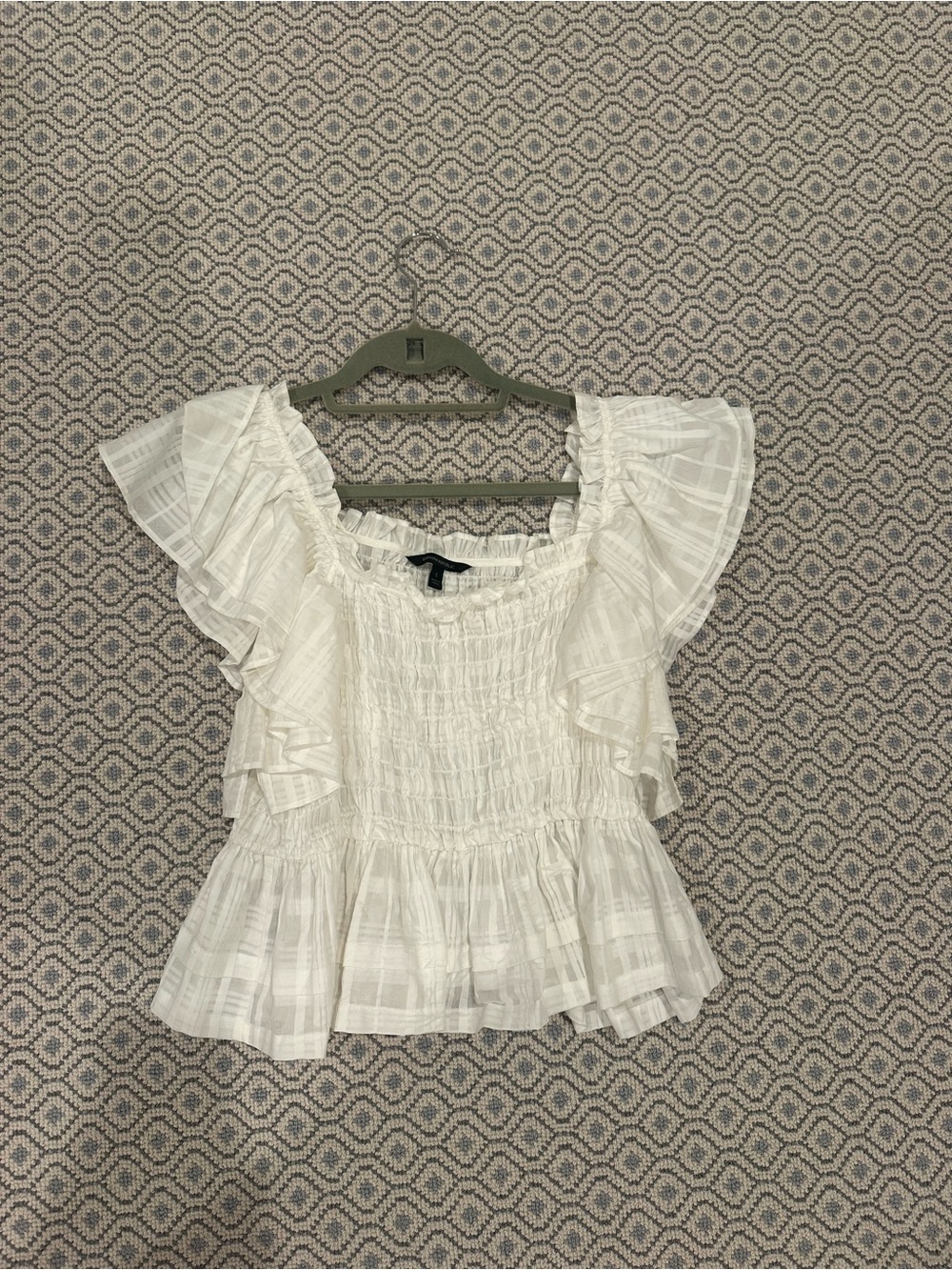Women's JCrew White Ruffled Top